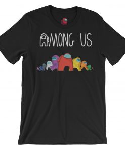 black graphic printed among us tshirt