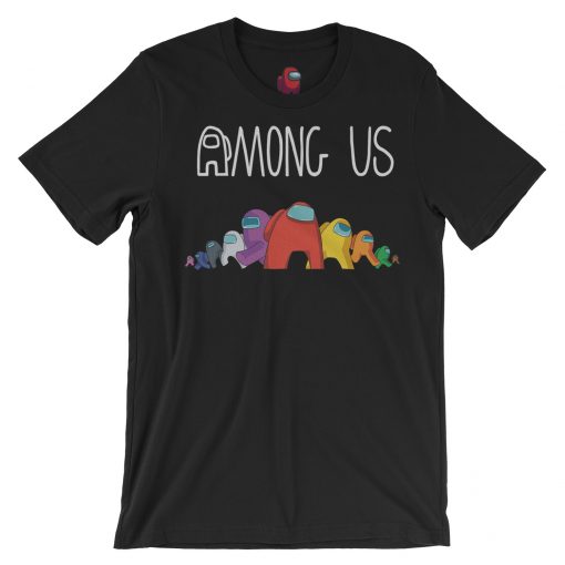 black graphic printed among us tshirt