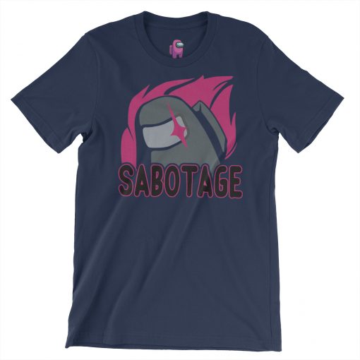 among us sabotage design navy tshirt