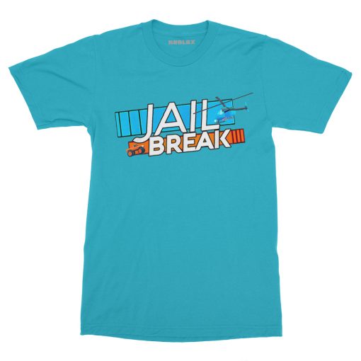 roblox jail break tshirt in aqua blue