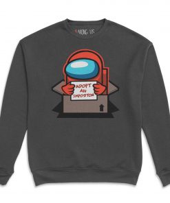 Grey sweater with among us character in red