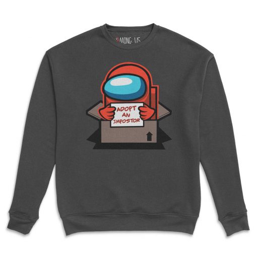 Grey sweater with among us character in red